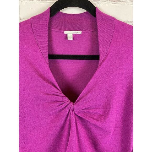 HALOGEN Nordstrom set of 2 violet white black striped front knot pullover top M - Picture 3 of 12